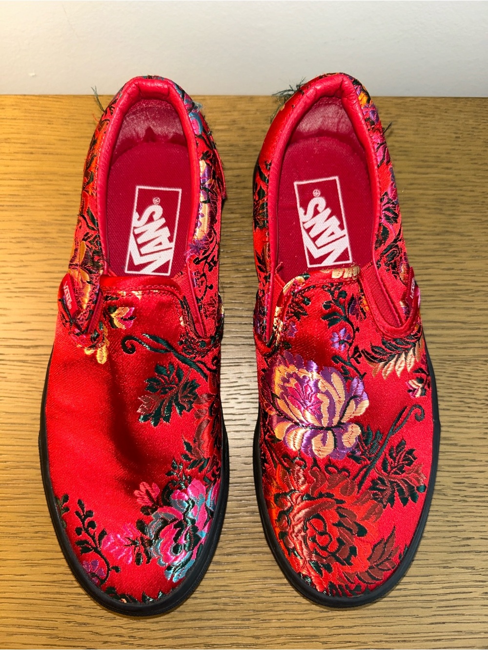 Vans Red Festival Satin Chinese New Years Slip-On Sneakers